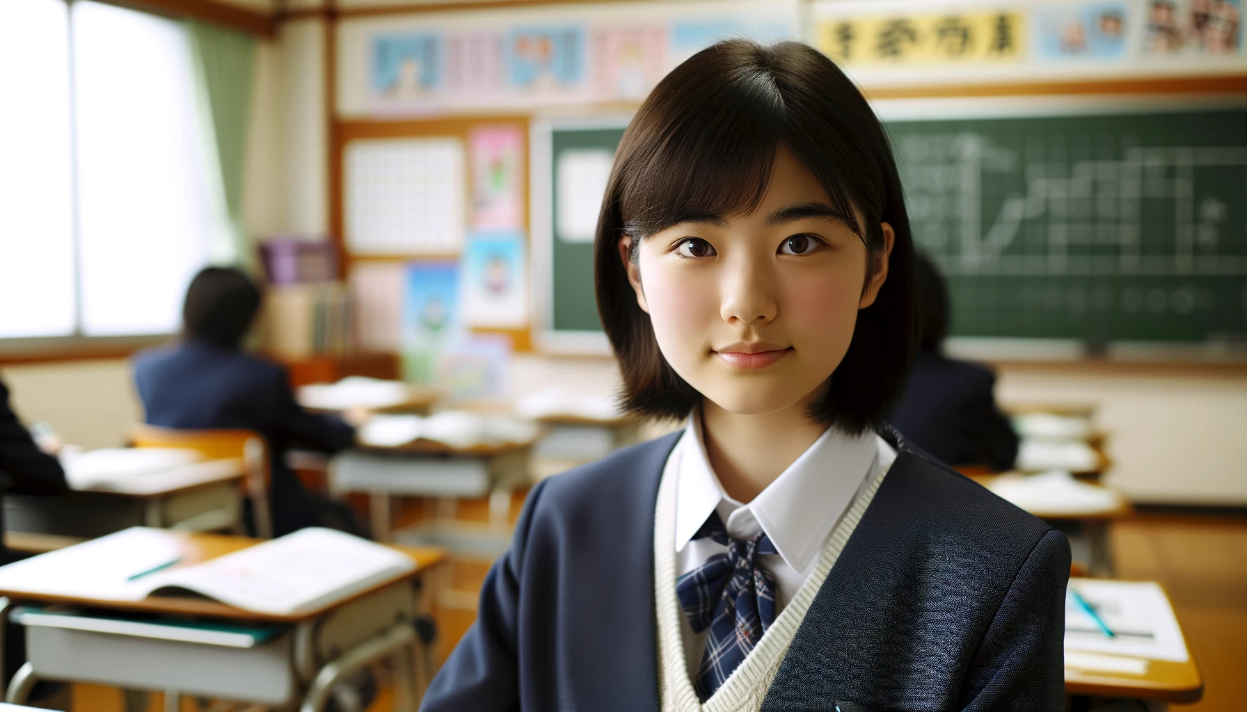 受験勉強に頑張る中学生