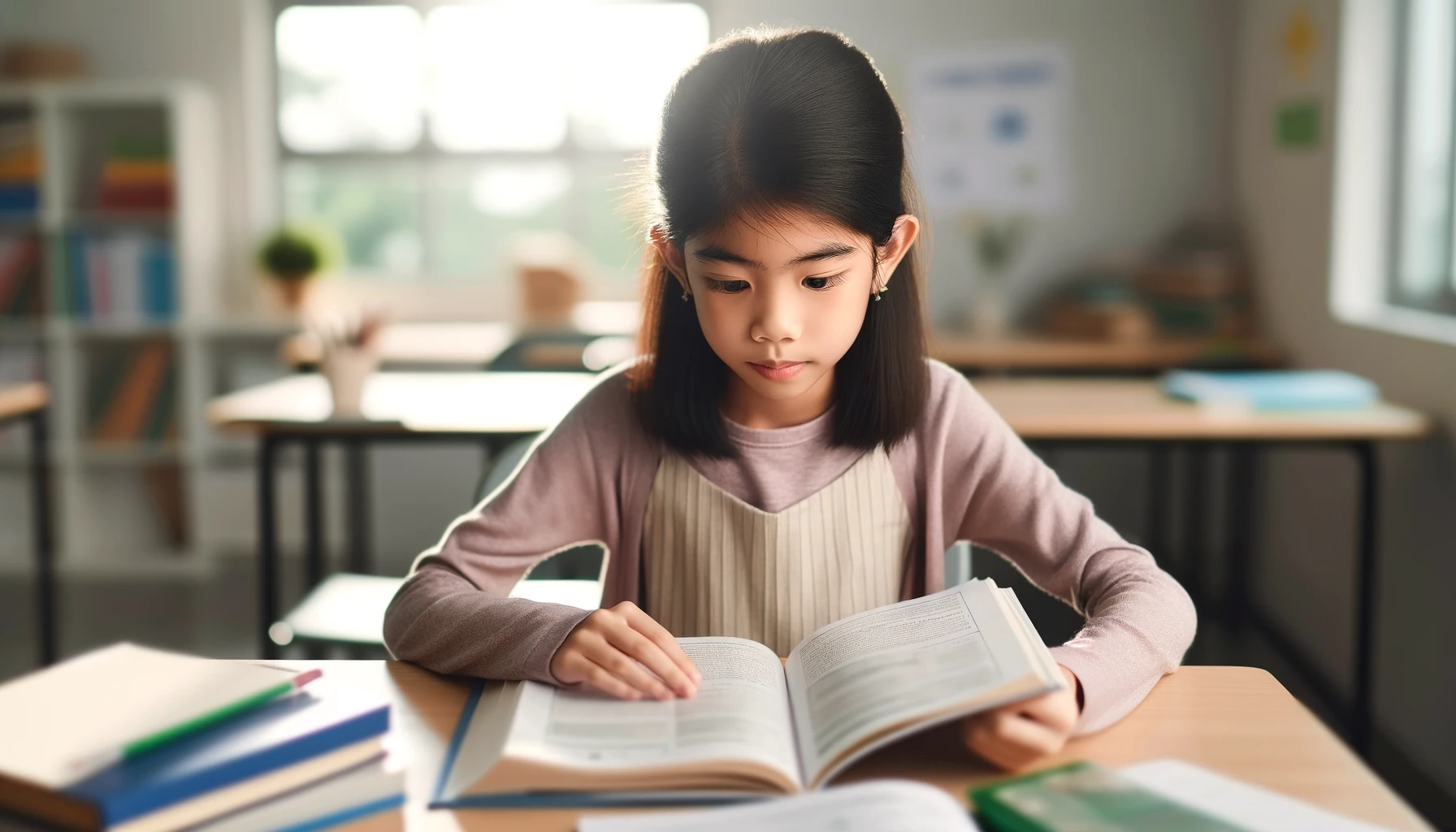 参考書を読む女の子