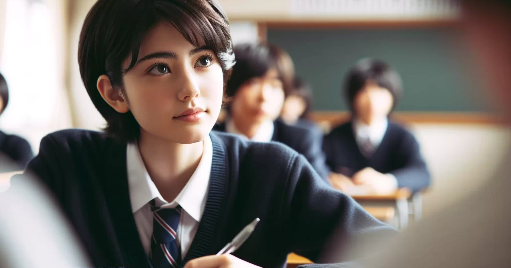 ノートをとる女子高校生